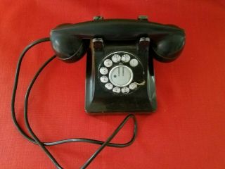 Vintage Black Bell System Rotary Metal Dial Telephone Western Electric F - 1 Desk