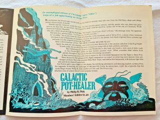 Vtg 1970 Galactic Pot - Healer Philip K Dick Things To Come Sci Fi Promo Nova I