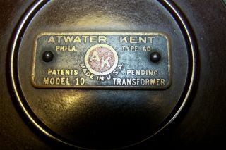 1923 - 24 Atwater Kent Model 10 / 10A Breadboard RF Coil Type AD.  VG Cond w/Tag 2