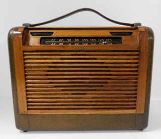 Vintage 1946 Philco Model 46 - 350 Portable Radio Wooden Case
