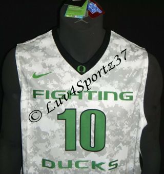 Oregon Fighting Ducks Camo Nike 10 Basketball Jersey Sz Xl