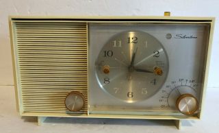 Vintage Silvertone Sears 3036 Vacuum Tube Am Clock Radio