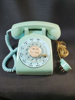 Vtg 1970’s Bell System Western Electric Rotary Dial 500 Desk Phone Teal/lt Green