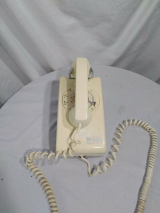 Vintage Phone Beige Cream Wall Rotary Dial Western Electric Bell System A/b 554
