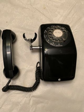 Vintage Mid - Century Automatic Electric Co.  Black Wall Hanging Rotary Telephone
