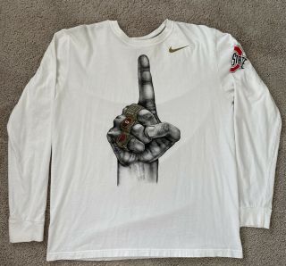 Nike Ohio State Buckeyes Football Championship Rings Long Sleeve Shirt Sz Large