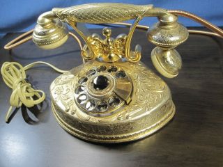 Vintage Brass Antique Style Rotary Dial Phone Old Fashioned Handset Telephone