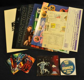 1990s Star Wars Movie Film Promotional Items Button Trade Cards Paper Items