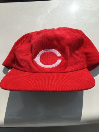 Vintage 80s Cincinnati Reds Mlb Corduroy Logo Hat Snapback Adjustable Cap Hat