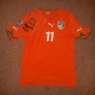 2010 Ivory Coast 11 Didier Drogba Home Xl Jersey Puma Orange S Africa World Cup