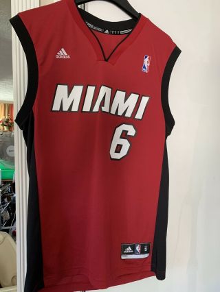 Adidas 6 Lebron James Miami Heat Jersey Red/blk Mens S