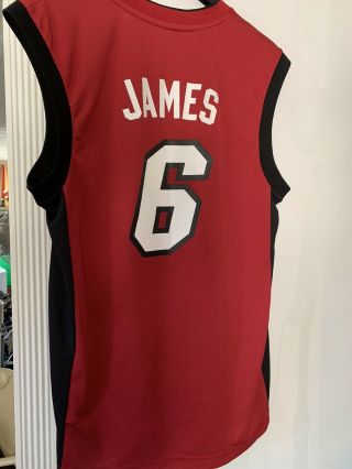 Adidas 6 LeBron James Miami Heat Jersey Red/Blk Mens S 2