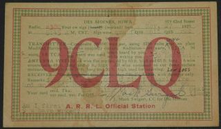 1924 Radio Qsl Card - 9clq - Des Moines,  Iowa,  U.  S.  A.  - Ham Radio