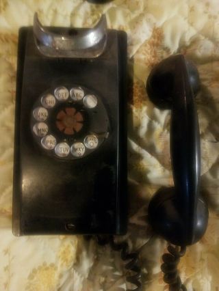 Vintage 1940s Western Electric Bell System F1 Rotary Phone 1401 Wall Phone Black