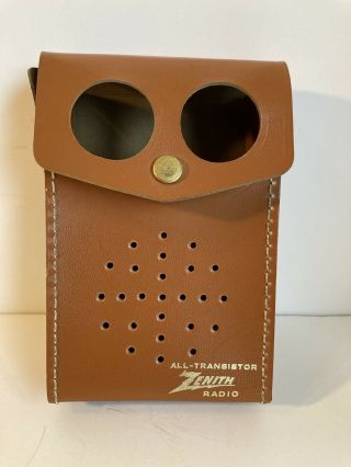 Vintage Leather Case For Zenith Royal 500 Transistor Radio - Owl Eyes