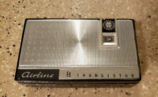 Montgomery Ward Vintage 1242b Airline 8 Transistor Pocket Radio,  Case,  Earphon