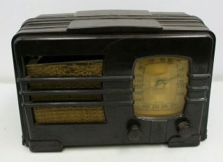 Vintage Emerson Model 149 Art Deco Vacuum Tube Bakelite Tabletop Radio Brown