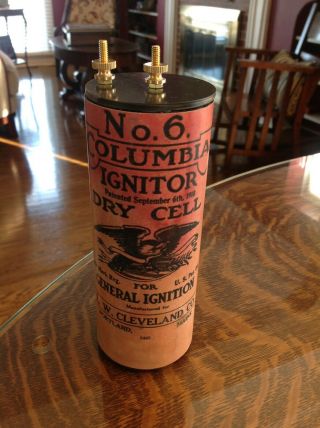 Antique Refillable 6 Columbia Ignitor Dry Cell Battery Telephone,  Radio Lantern