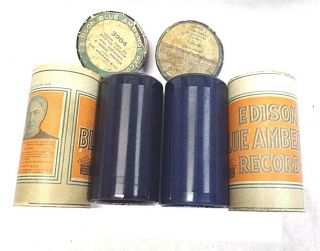 2 Uncle Josh Edison Phonograph 4m Cylinder Records In Ob/lid 3904,  1986
