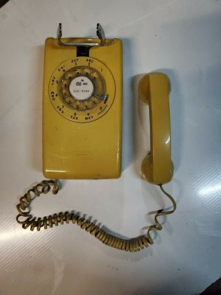 Vintage Yellow Western Electric Rotary Dial Wall Phone In