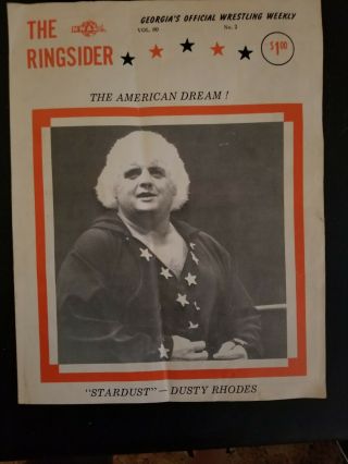 Vintage Nwa The Ringsider Wrestling Ga Weekly Program Stardust Dusty Rhodes 1980