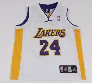 Adidas Jersey Kobe Bryant 24 Los Angeles Lakers Youth Size 5 White 6