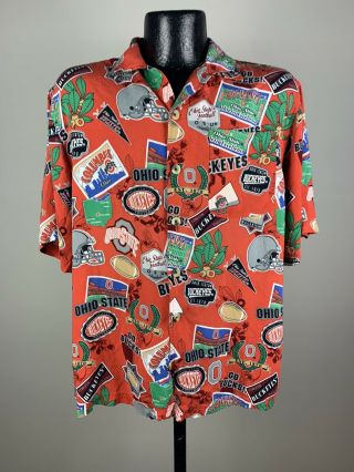Men’s Vintage Lee Sport Ohio State Buckeyes Hawaiian Full Button Football Shirt