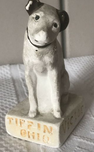 Vintage Victor Rca Nipper Dog Chalkware Statue Figurine Advertising 4.  25 Tiffin