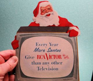 Santa Clause Rca Victor Tv Television 1960’s Store Display Christmas