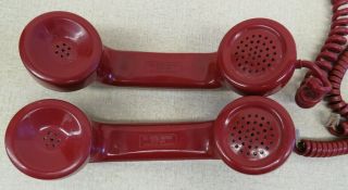 2 Vintage Western Electric RED Handsets for rotary touchtone wall desk telephone 2