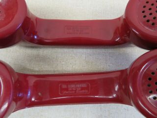 2 Vintage Western Electric RED Handsets for rotary touchtone wall desk telephone 3