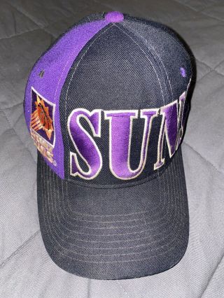 Vintage 90s Phoenix Suns Starter Snapback Hat Nba Tricolor Tripower Color Block
