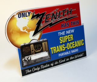 Zenith Trans Oceanic 7G605 Bomber Shortwave Radio Stand up ad Sign 2