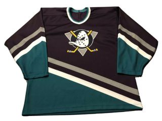 Vtg 90s Ccm Anaheim Mighty Ducks Nhl Hockey Blank Jersey Sz L Large Made In Usa