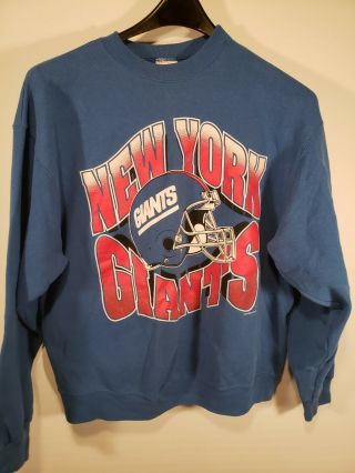 Vintage 90s Distressed York Giants Graphic Spell Out Nfl Crewneck Sweatshirt