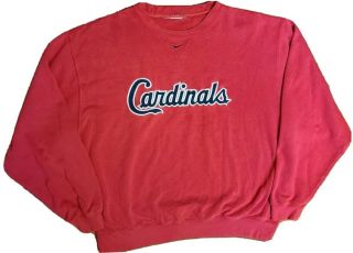 Vtg Nike Mlb St Louis Cardinals Red Crewneck Sweatshirt Men 