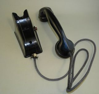 50s Old Door Phone Intercom Siemens Clone,  Bulgaria " Voroshilov " Black Bakelite