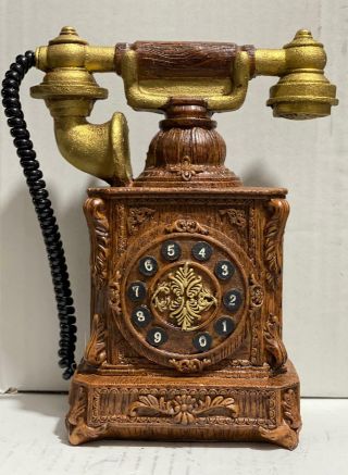 Vintage Phone Retro Handset Brown Decorative Rotary Piggy Bank Telephone Decor