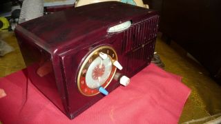 Brown Bakelite General Electric Radio Alarm Clock Model 515f Art Deco Tube