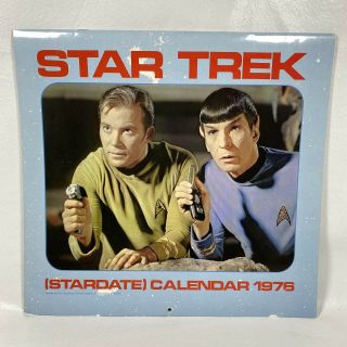Vintage 1976 Star Trek Stardate Calendar W/ Psychedelic Colorful Wall Poster Vgc