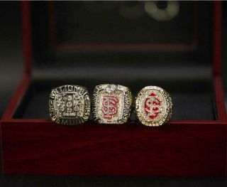 3pc Florida State University National Team Ring With Wooden Box Men Gift