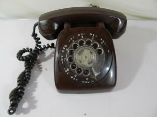 Vintage Automatic Electric Brown Rotary Dial Phone Made In Usa