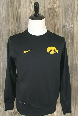 Iowa Hawkeyes Nike Therma - Fit Sweatshirt Medium Pullover Crew - Neck Black/yellow