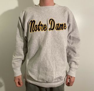 Vintage Nutmeg Mills University Of Notre Dame Crewneck Sweatshirt Size Xl Irish