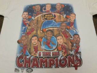 Vtg 90s 1998 Chicago Bulls 6 Time Nba Champs Caricature T Shirt Youth Xl Fit S M