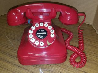 Vintage Style Grand Phone Flash Redial Push Buttons Red Table Telephone