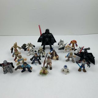 Star Wars 21 Assorted Mini Figures Yoda Darth Vader R2d2 Jar Jar Obi One