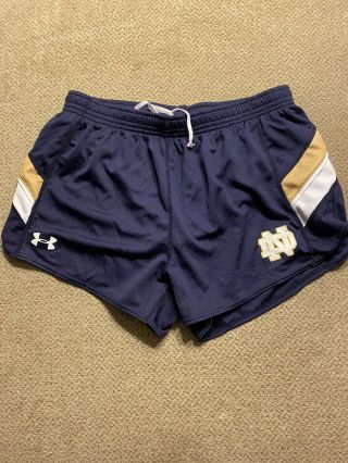 Mens Under Armour Notre Dame Fighting Irish Track Lined Briefs Running Shorts M