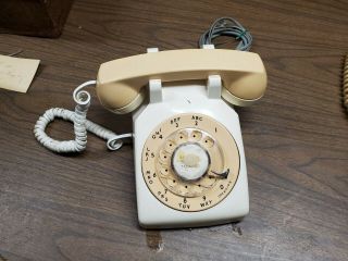 Vintage Beige And White Western Electric 500 Rotary Phone W/ Cord
