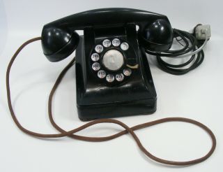 Vintage Bell Western Electric Telephone Black Rotary Dial F1 Handset Bakelite.
